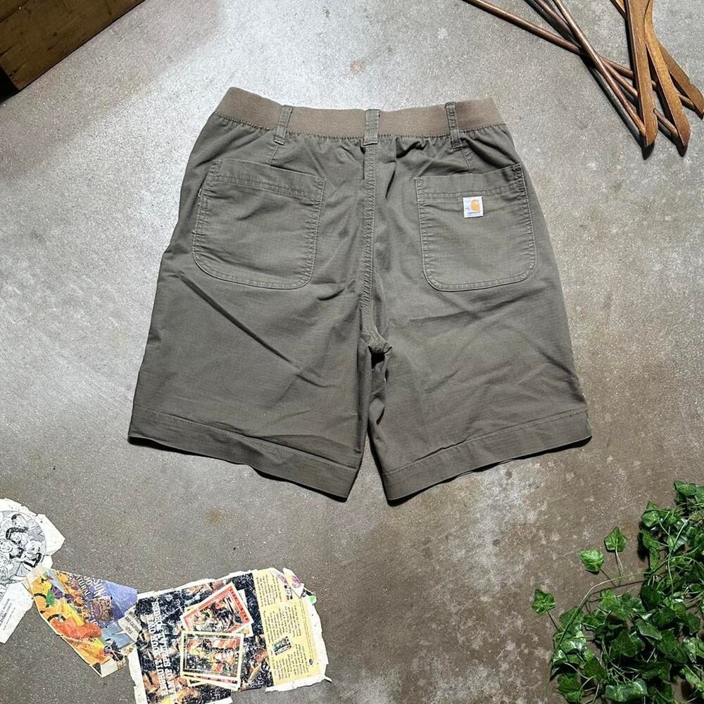 Womens Green Utility Work Shorts Size 14 Original Fit 33" Waist 8.5" Inseam